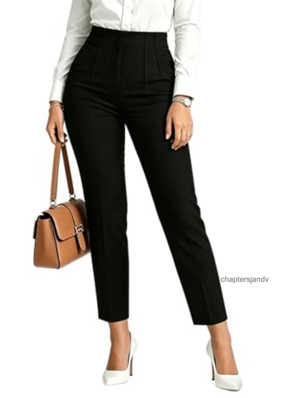 High Waisted Skinny Business Work Pants with Pockets